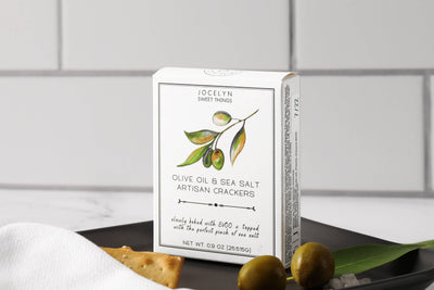 Crispy olive oil and sea salt crackers in individual size.  Product Size: 3.75Hx2.75Wx 1.0D  Ounces: 0.9 oz. (25.515G).