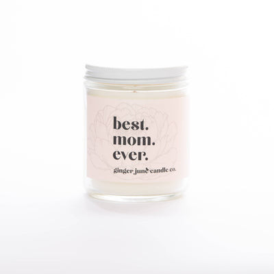 Best Mom Ever, Non-Toxic Soy Candle  Scent: Endless Summer.  Scent notes: currant, lemon zest, raspberry, pineapple.  Hand poured, made using only vegan + cruelty free, sustainable ingredients.  Clean burning wax made from American grown soybeans. Non-toxic, paraben & phthalate free fragrances.  Standard jar is a 9 oz jar, 