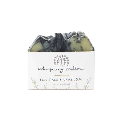 Our Tea Tree w/ Charcoal soap has a distinct herbal aroma that speaks of nature and purity. The rich lather from our blend of organic oils, shea butter, and activated charcoal provides deep cleansing while moisturizing the skin and providing essential nutrients.   This soap is handcrafted and free of palm oil, parabens, and sulfates.