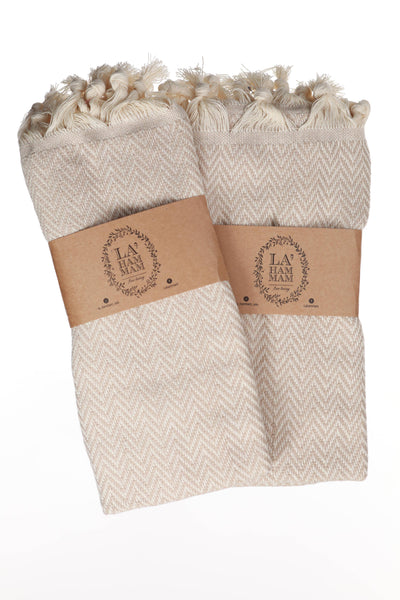 These cotton towels can also be used as placemats, for cooking, as a hand towel, dish towel, kitchen towel, hair towel, face towel and gym towel.  La'Hammam's uses only long-staple Turkish cotton because of its reputation for being the longest, strongest and finest cotton fibers in the world, which makes it more durable & less likely to pill or break. These 100% cotton kitchen towels feature a very absorbent terry cloth construction that will only get softer with every wash.